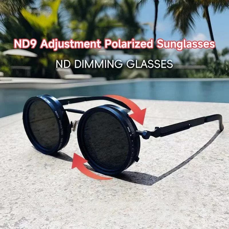 Unisex Polarized Round Retro Punk Sunglasses with UV400 Protection, Adjustable Temples - image 1