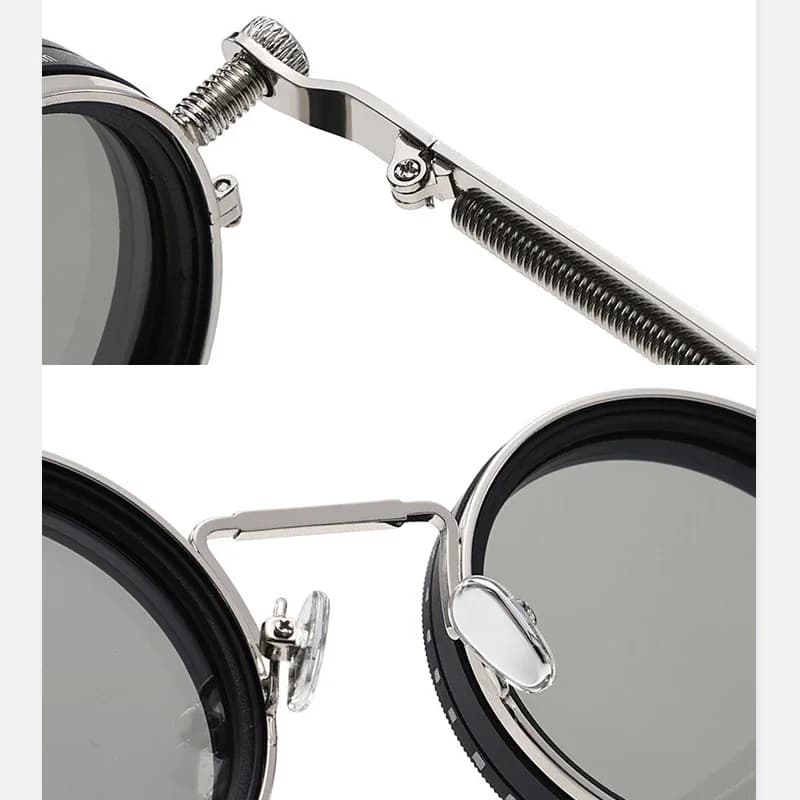 Unisex Polarized Round Retro Punk Sunglasses with UV400 Protection, Adjustable Temples 3