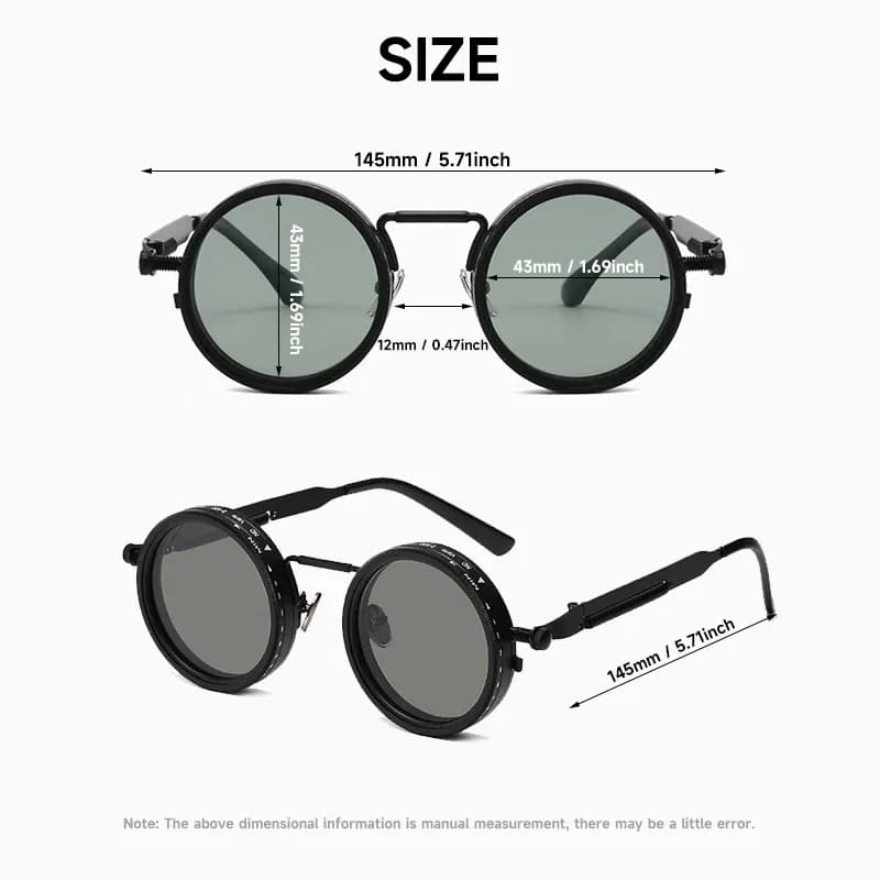 Unisex Polarized Round Retro Punk Sunglasses with UV400 Protection, Adjustable Temples 4