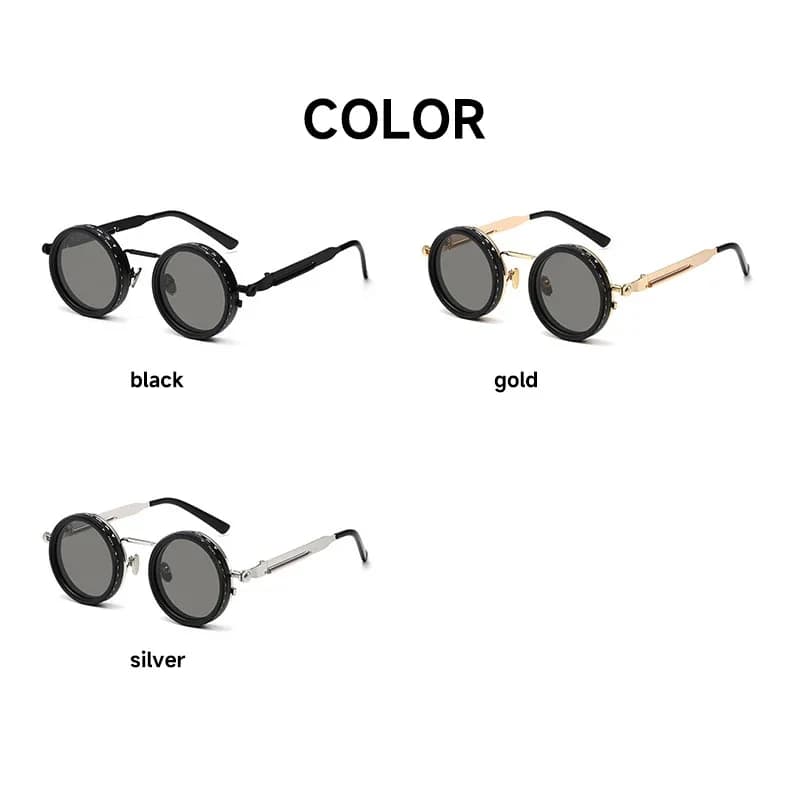 Unisex Polarized Round Retro Punk Sunglasses with UV400 Protection, Adjustable Temples 5